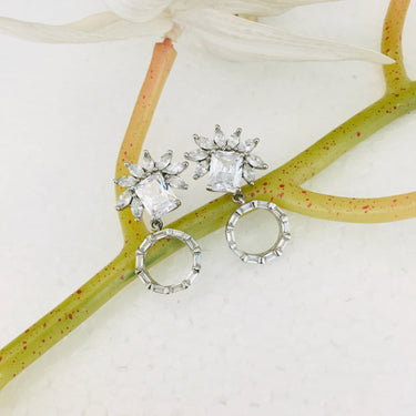 Round Baguette Drop Earrings Zayn Luxury Jewellery